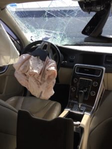 Photo shows the vehicle interior after car accident