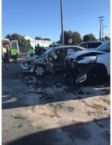 Vehicles damaged from car accident. 